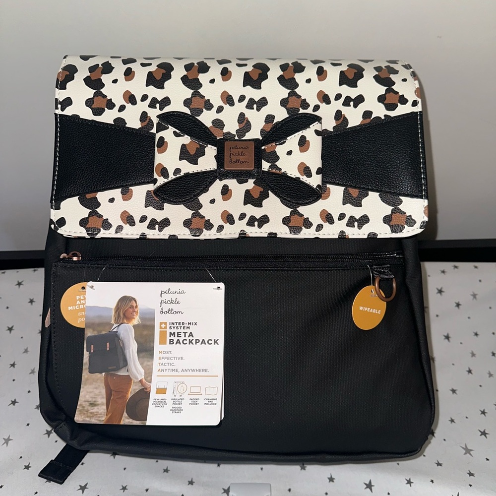 Petunia Picklebottom Meta Backpack Diaper Bag, Moon Leopard